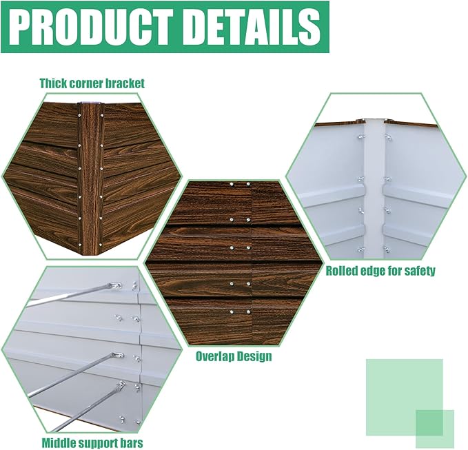 SnugNiture Galvanized Raised Garden Bed 4x4x2FT Outdoor Large Metal Planter Box Steel Kit for Planting Vegetables, Flowers