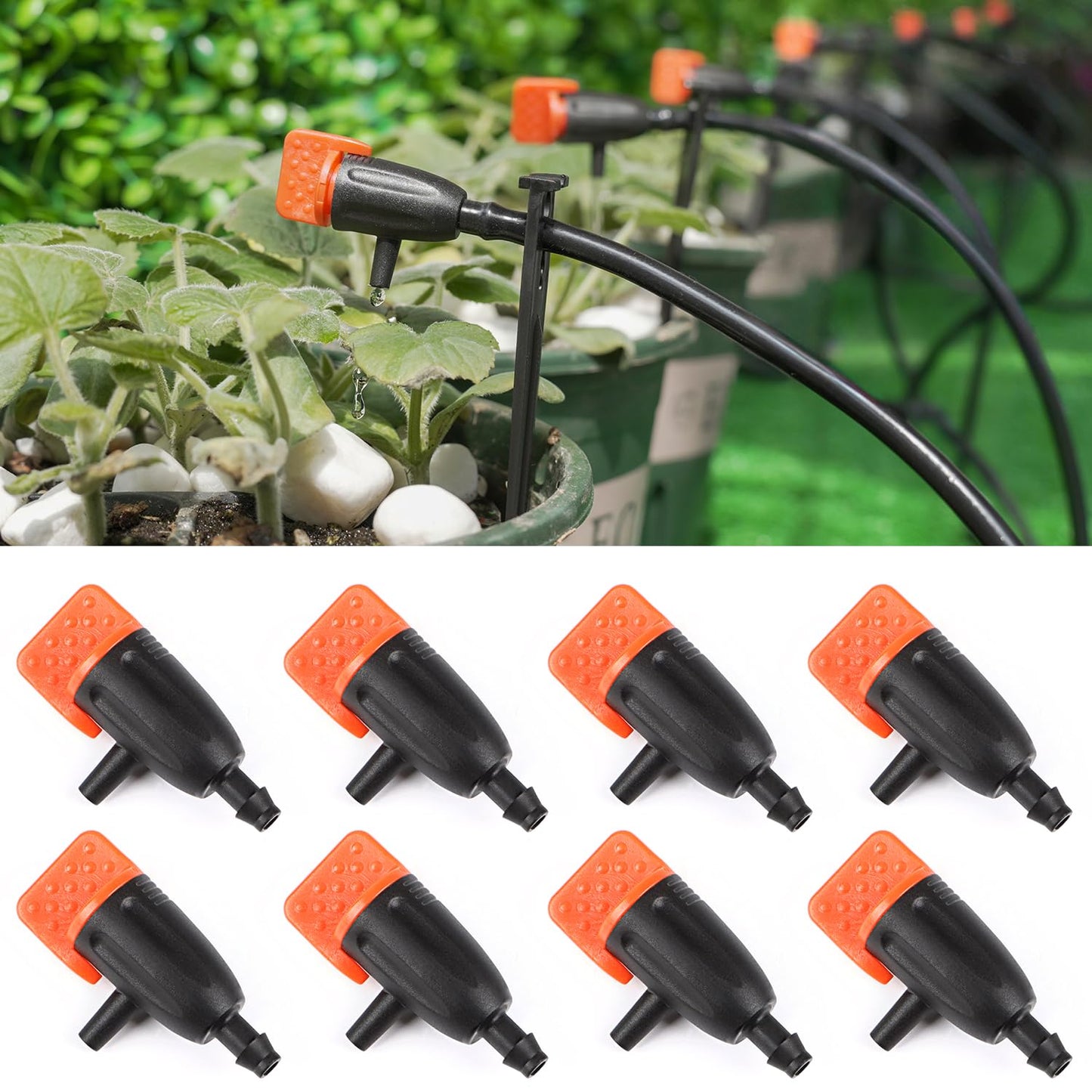 Drip Irrigation Inline Dripper for 1/4" Drip Irrigation Tubing, 35 Pieces Adjustable Drip Emitters Micro Drippers for Drip Irrigation Gardening System Maintain Constant Flow