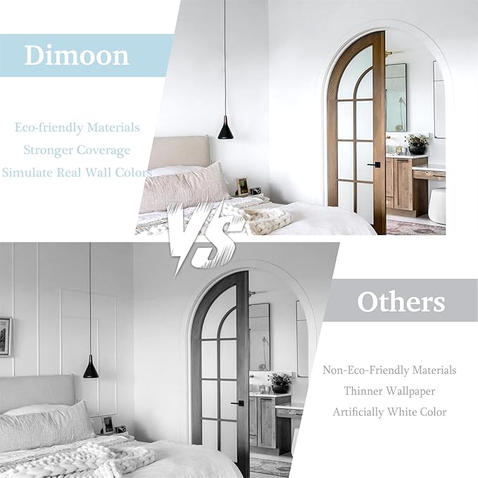 Dimoon 394''x17.7'' White Thicken Peel and Stick Wallpaper Contact Paper Modern Self Adhesive Wall Paper Removable Renter Friendly Textured Solid Color Vinyl Roll (394''x17.7'',White Thicken)