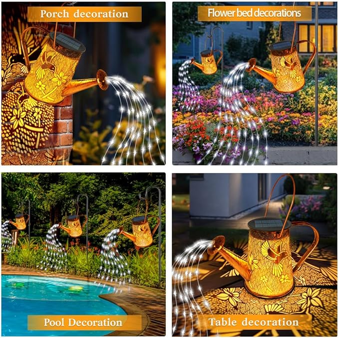 Solar Watering Can Lights, Hummingbird Christmas Gifts for Women Mom Grandma Birthday, Waterproof Outdoor Garden Decor Large Hanging Solar Lanterns Garden Lights for Patio Porch Yard Flowerbed Pathway