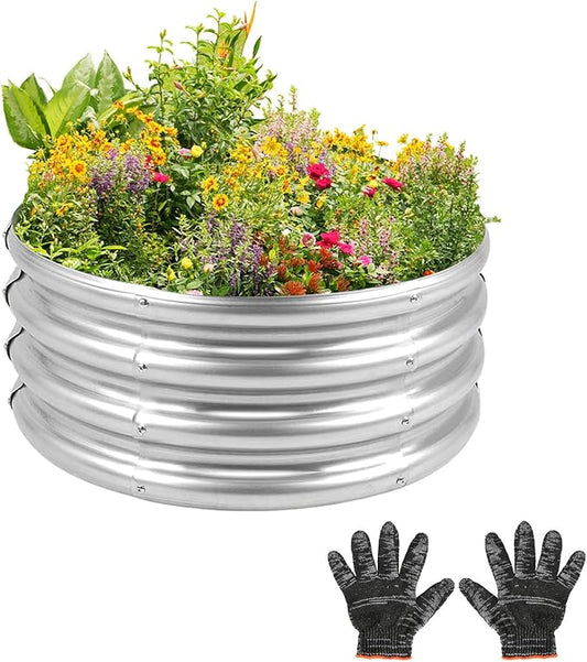 Outdoor Metal Galvanized Raised Planter Box,Rectangular Large Garden Bed Kit for Vegetables, Fruits, Flowers and Herbs 4X2X1 FT (3X3X1)