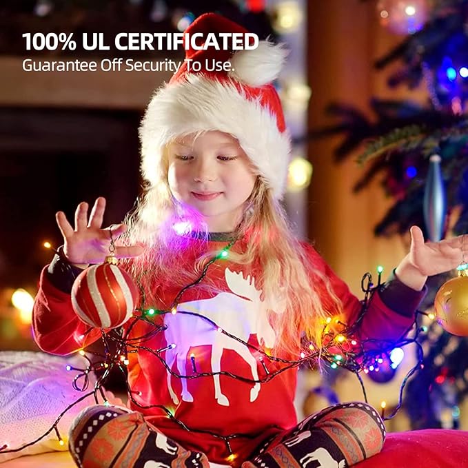 1000 LED 328ft 8 Modes with Timer Christmas String Lights IP55 Outdoor Waterproof UL Certificated Indoor Fairy Lights Garden Patio Wedding Christma Trees Parties Decoration Multicolor