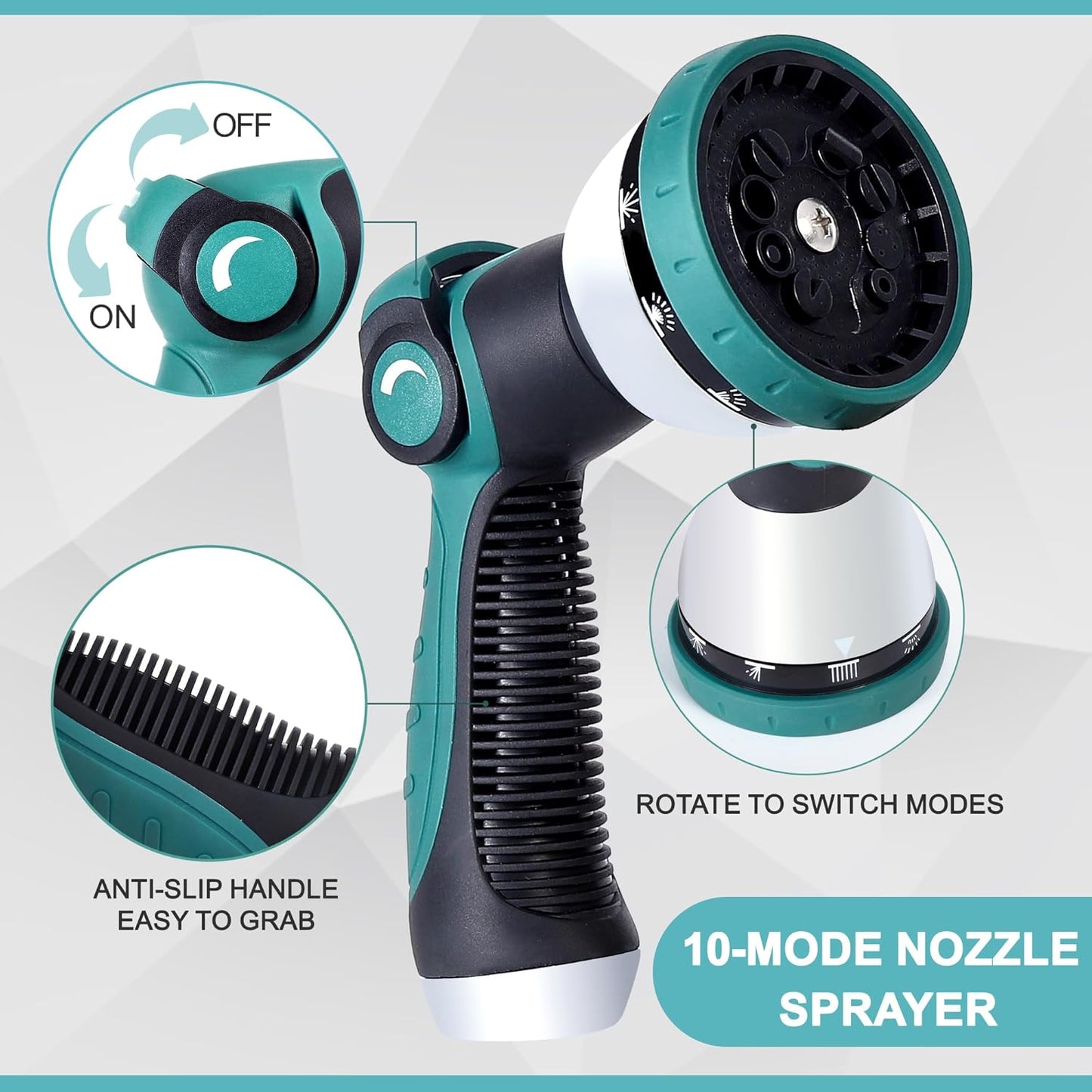 50FT 5/8'' Garden Hose, 304 Stainless Steel Water Hose, Flexible with a 10-Mode Nozzle Sprayer, No Kink, Lightweight, Puncture Proof Metal Hose, Ideal for Yard, Lawn, Outdoor