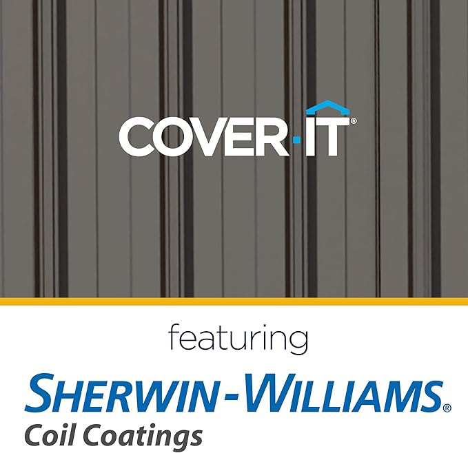 Cover It 6' x 4' Galvanized Steel Outdoor Storage Shed with Pent Roof and Lockable Sliding Doors, Weather-Resistant Steel Storage Shed for Backyards, Tan