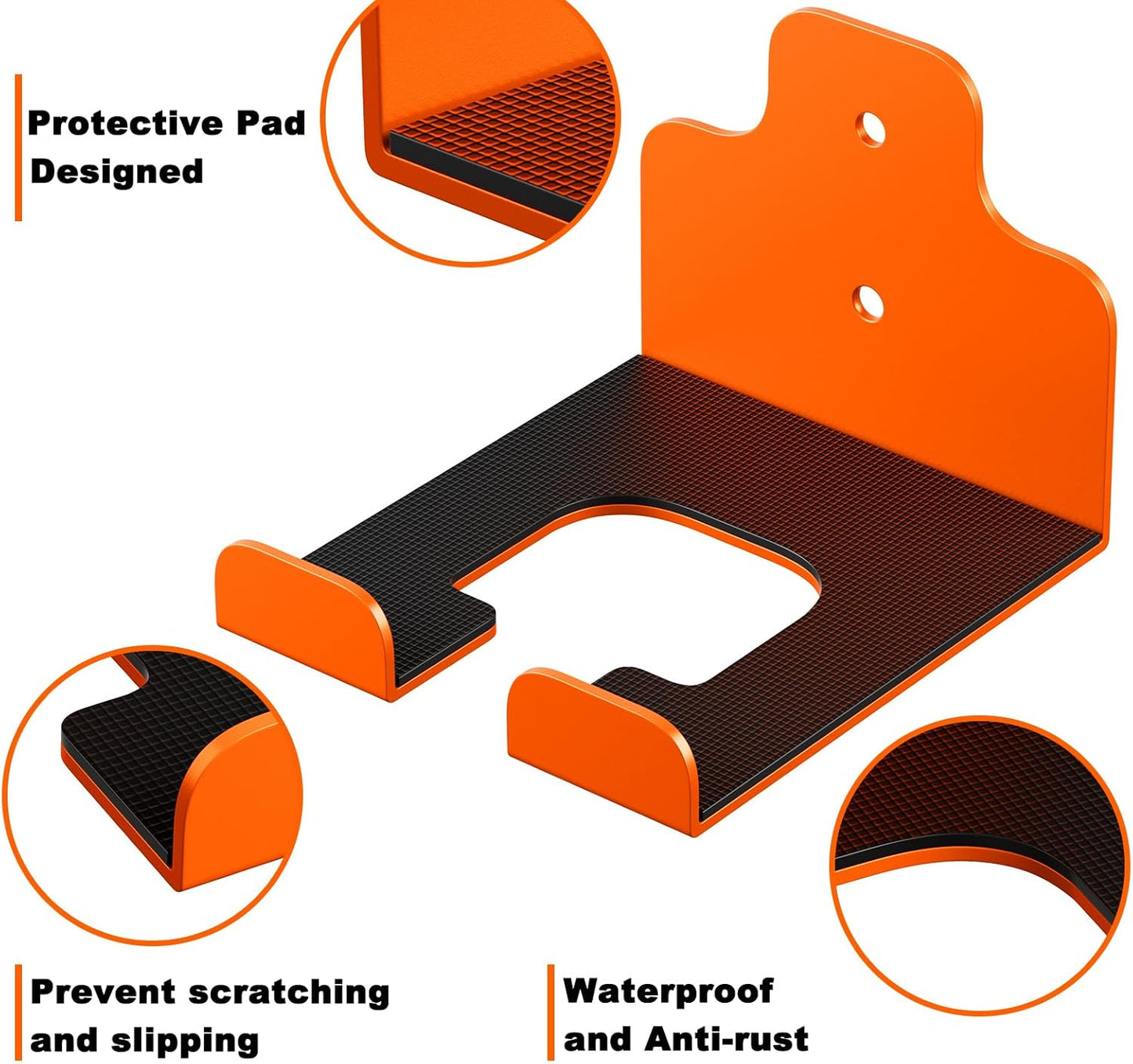 Garage Organizer Trimmer Rack, Garden Power Tool Hanger Weed Whackers Holder Wall Mounted for Grass Trimmer, Hedge Trimmer, Garage Trimmer, Garden Tools,3 Pack(Orange)