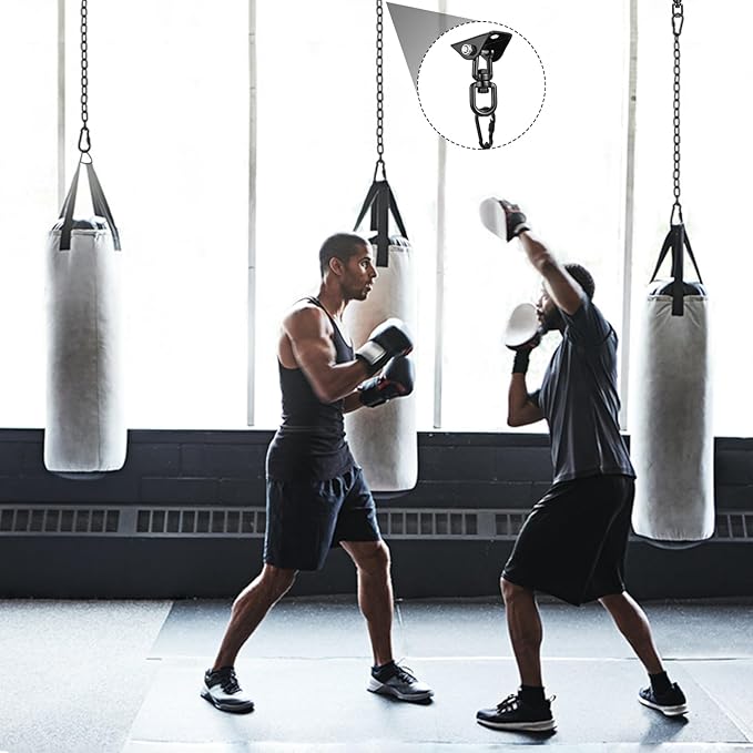 JACNITAD Hammock Chair Hanging Hardware Kit with Chain and Spring, Heavy Duty Porch Swing Hanger, 360 Swivel Ceiling Hooks for Punching Bag,Gym (Silvery)