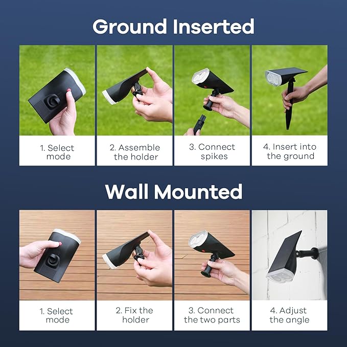 Consciot Solar Spotlights Outdoor, Daylight IP67 Waterproof 2-in-1 Solar Spot Lights, Durable Christmas Decorations Lights for Garden Yard Pathway Driveway Porch Walkway, Auto On/Off, 6 Pack