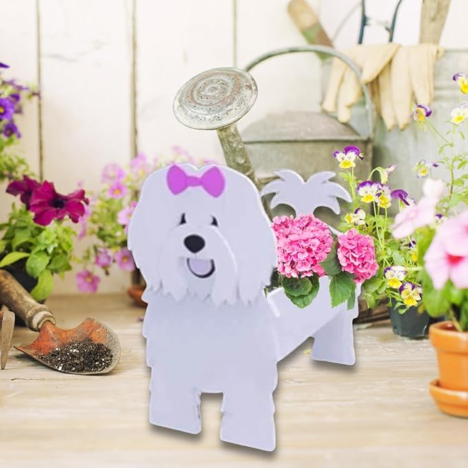 Cotton Veil Dog Planter Plant Pots,Cute Garden Dog Flower Planter,Dog Planters Birthday Gifts for Women,Office,Indoor/Outdoor Decor（9.45 * 9.02 * 13.39in）