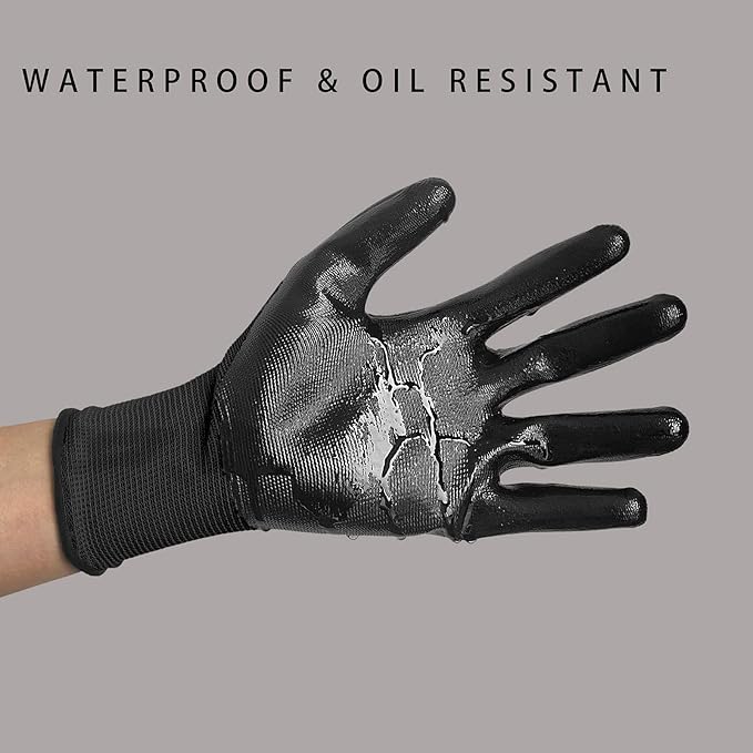 Evridwear Work Gloves with Grip Rubber Coated for Men Women Warehouse Mechanic,12 Pairs Bulk