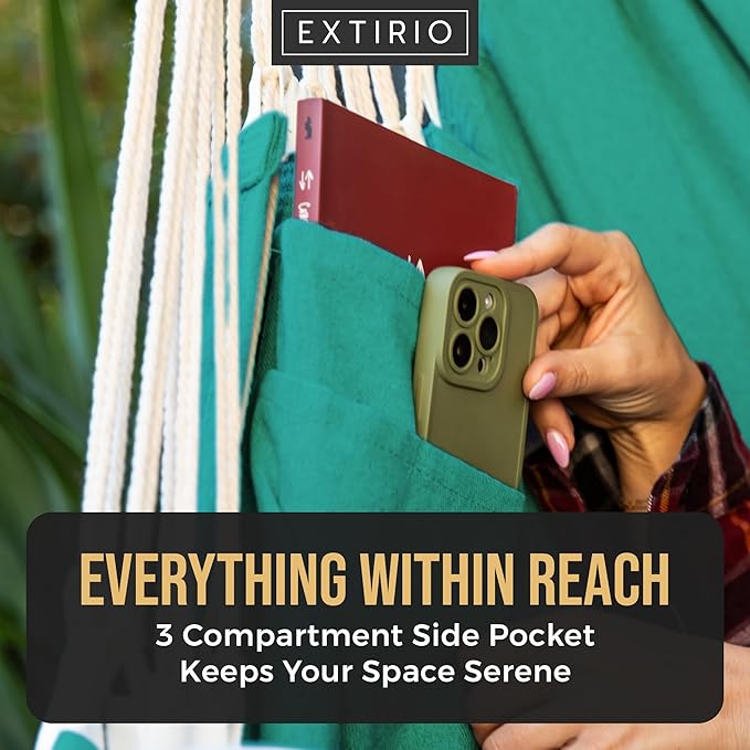 Hanging Hammock Chair Swing – Hanging Chair Outdoor & Indoor - Hammock Swing Chair – Quick & Easy Setup with Hardware Kit – Durable & Spacious Full Body Support – Holds 440 Lbs