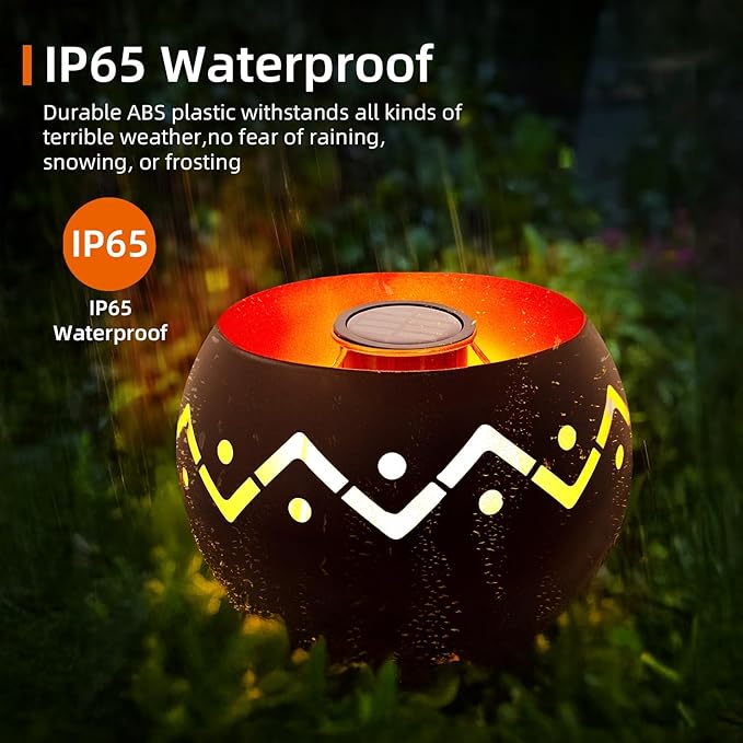 Outdoor Waterproof Lantern, High-Quality Flame Solar-Powered LED Light, Perfect for Gardens, Patios, Deck, Desktops, Pathways, Landscapes, and Lawns Decorations. (L24018)