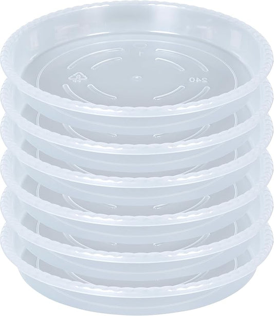 Plant Saucer 6 Pack of 12 inch, Clear Plastic Flower Plant Pot Saucer, Heavy Duty Plant Drip Trays Saucers for Indoor, Plant Water Tray for Planters