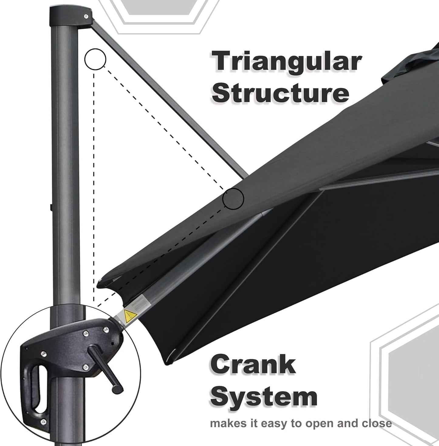 PURPLE LEAF 10 Feet Patio Umbrella Outdoor Cantilever Square Umbrella Aluminum Offset Umbrella with 360-degree Rotation for Garden Deck Pool Patio Black