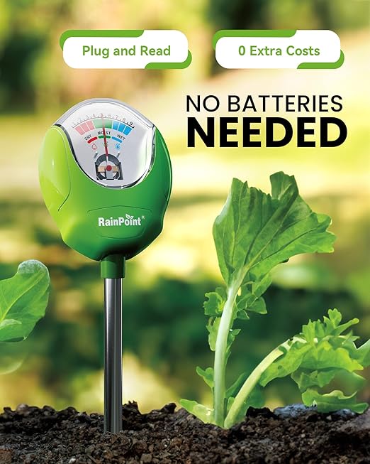 RAINPOINT Soil Moisture Meter for Plants - Accurate Plant Water Meter for Houseplants and Outdoor Plants,Gardening,Farming,No Batteries Needed(Green)