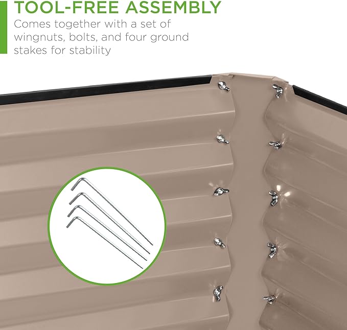 Best Choice Products 8x4x2ft Outdoor Metal Raised Garden Bed, Deep Root Planter Box for Vegetables, Flowers, Herbs, and Succulents w/ 478 Gallon Capacity - Taupe