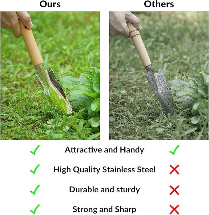 SOLIGT Gardening Hand Tools with Basket – Garden Tool Set with Pruning Shears, Cultivator, Gloves – Heavy-Duty Stainless Steel Gardening Tools with Wood Handle – Gardening Gifts for Women Men