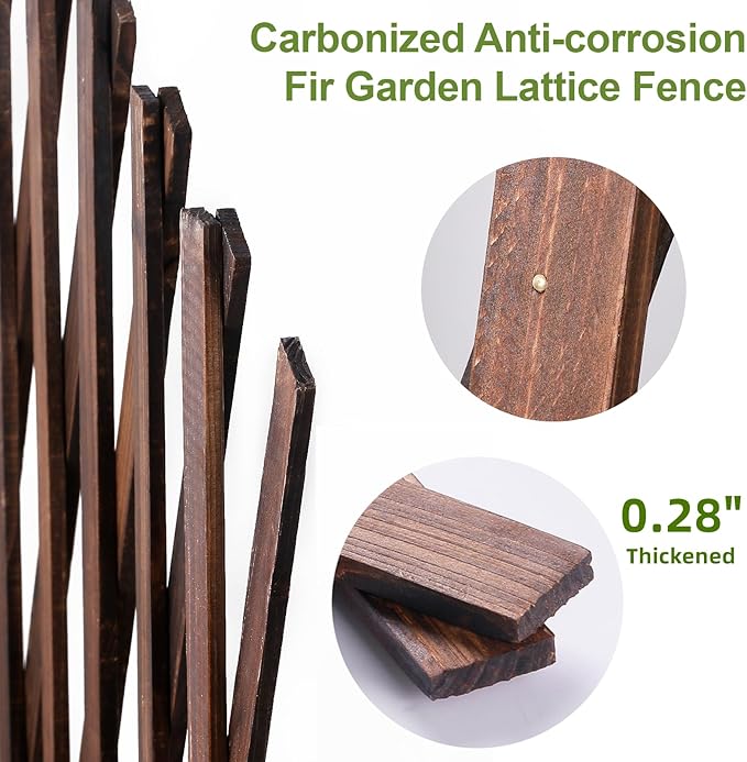 2PCS Expandable Garden Trellis, 38" x 89" Large Wooden Lattice Fence Wall Panel Stretchable Decorative Fences Lattice Trellis for Climbing Plants Outdoor Ivy Vine Rose Clematis Garden Patio Room Decor