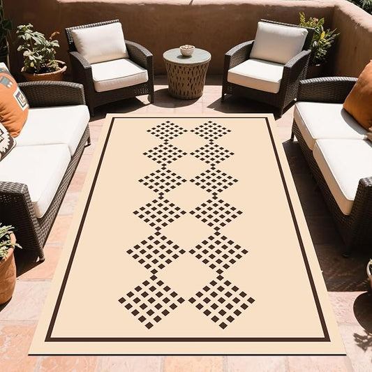 WILDROOTS 5x8 Feet Square String Plastic Outdoor Rug, Stain Resistant Waterproof Reversible Outdoor Patio Rug, Fade Resistant Camping Rug
