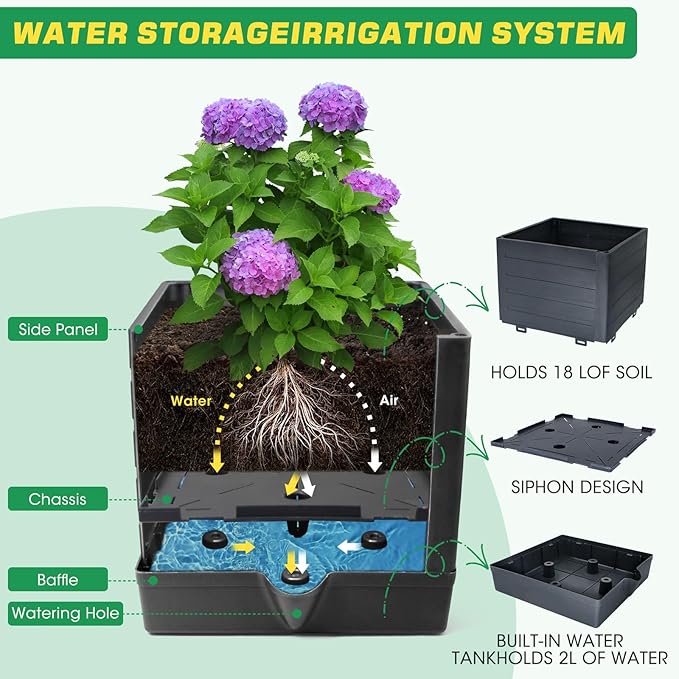 1Pack Raised Garden Bed Planter Box with Trellis, 57" Self-Watering Tomato Cage Planters for Climbing Plants Vegetable Vine Flowers Outdoor & Indoor (57x9.8x9.8IN)