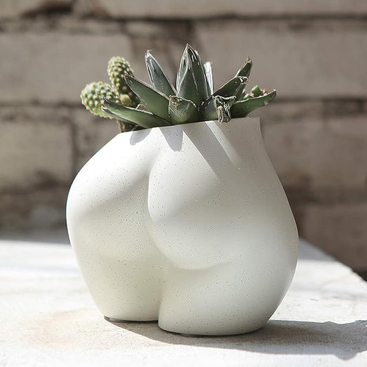 FROZZUR Mini Female Body Shaped Resin Planter, 5 in Diameter, with Drainage Holes, for Indoor or Outdoor Plants