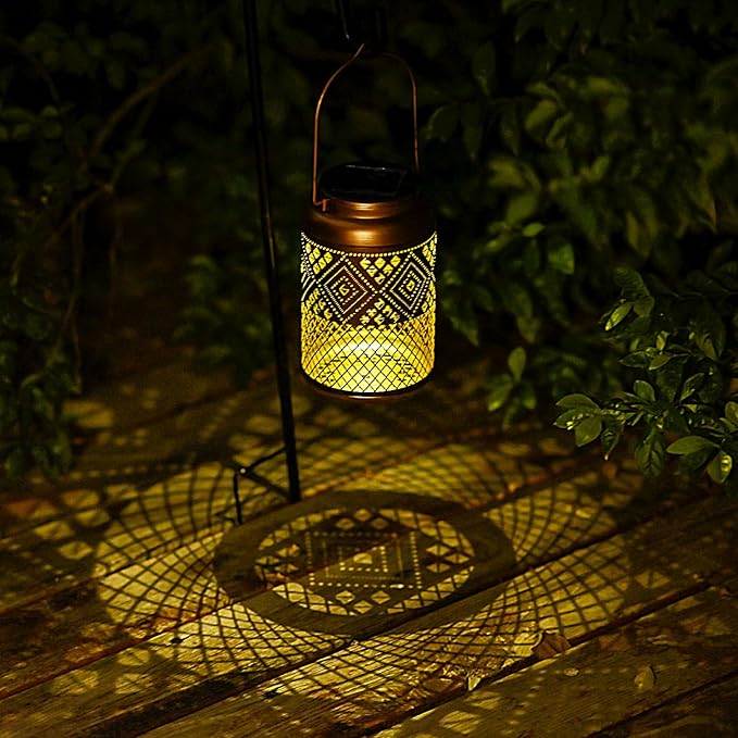 2 Pack Solar Lanterns Outdoor Waterproof - Birthday Gifts for Women, Men, Mom, Solar Lights Outdoor Hanging Garden Decor for Outside, Patio, Outdoor, Yard, Lawn, Balcony Modern