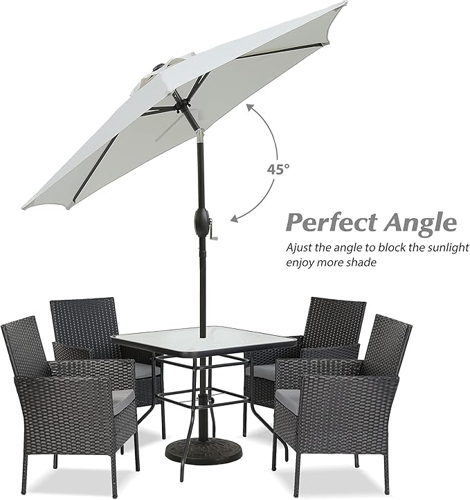 Aok Garden 7.5 ft Patio Umbrella Outdoor Market Umbrella Tilt Button and Crank 6 Ribs for Deck Lawn Pool& Backyard