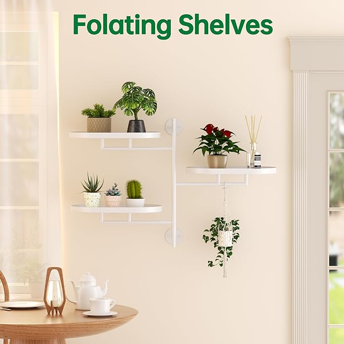 Rotating Window Plant Shelves for Multiple Plants Indoors,3-tier Metal Corner White Plant Stand Holder Floating Plant Shelf for Wall，Windows Sill Gifts for Plant Lovers to Enhance Home Decor