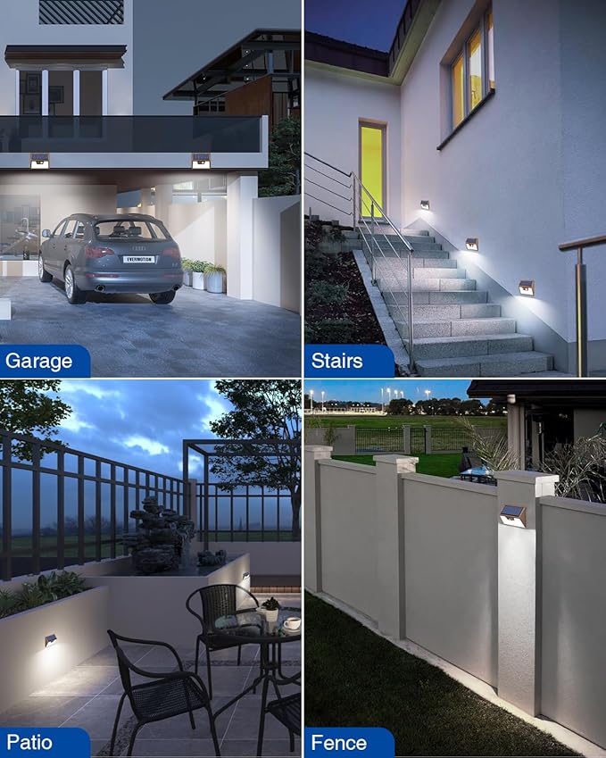 Peasur Brown Solar Lights Outdoor Waterproof, 6Pack 140LED Solar Powered Motion Sensor Lights, 3 Modes Solar Security Wall Lights for Fence Garden Yard Outside Cool White