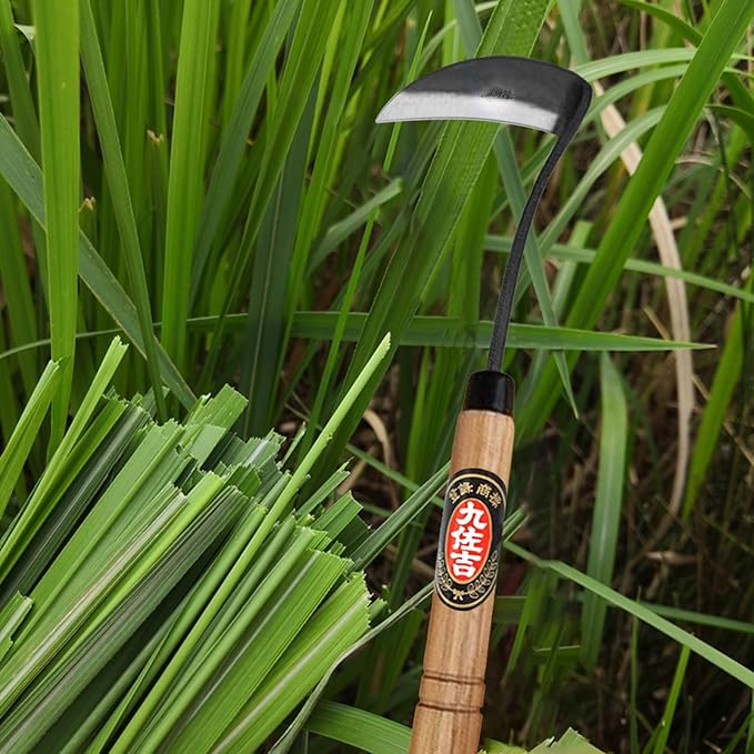 Kana Hoe 217 Japanese Garden Tool - Hand Hoe/Sickle is Perfect for Weeding and Cultivating,Solid Wood Handle for Gardening Tools