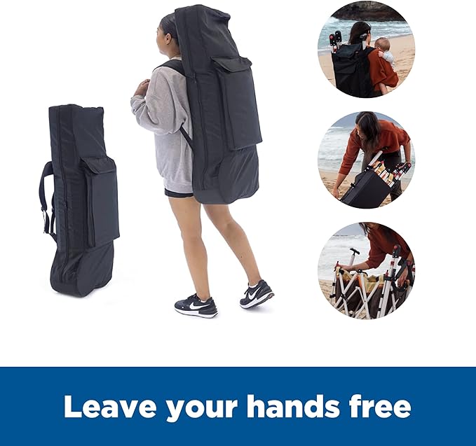 Creative Outdoor Push Pull Stroller Wagon for Kids,150lbs Weight Capacity, Collapsible Folding Cart with Canopy, Silver Series Plus, Beach, Park, Garden & Tailgate (Blue/Gray)