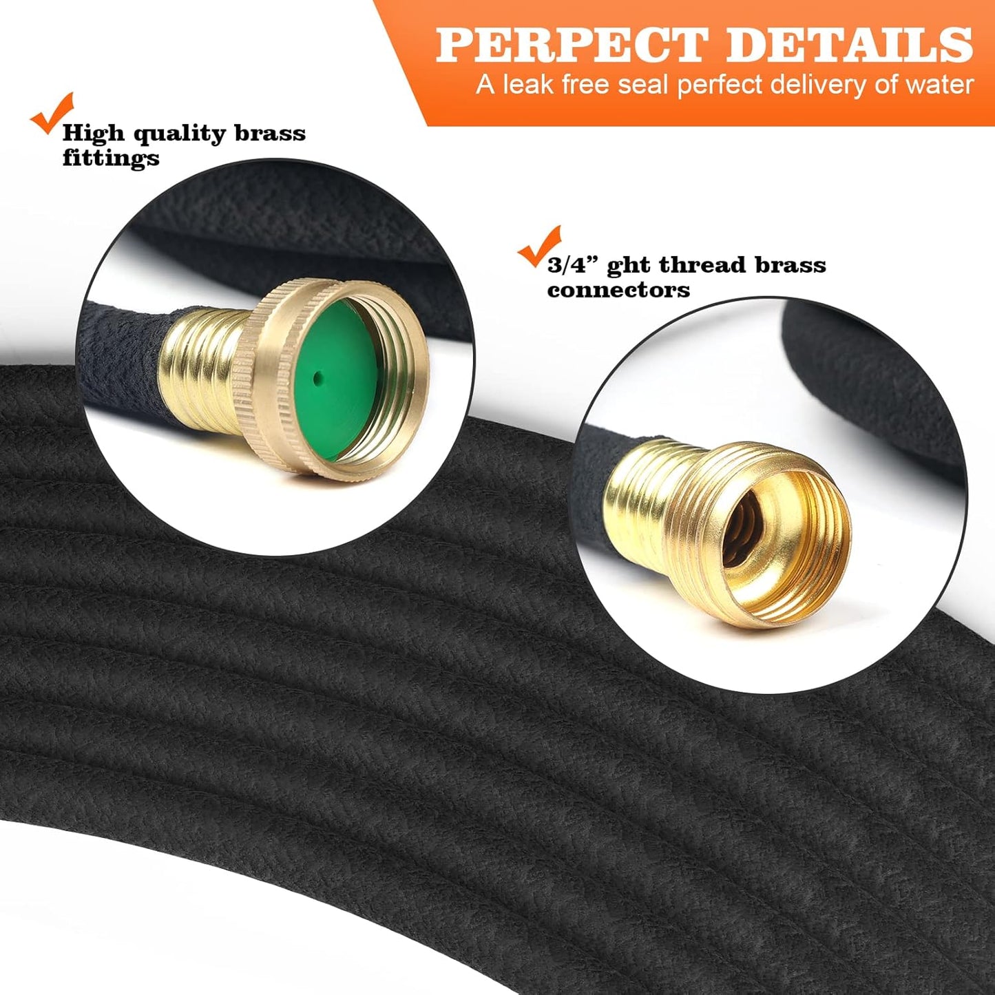 Soaker Hose 50 FT for Garden 1/2" Diameter Irrigation Hose Save 70% of Water Solid Brass Interface Eminently Suitable for Lawn and Garden Beds Cover