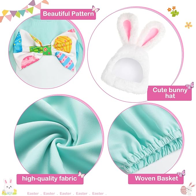 Spring Easter Egg Goose Outfit Lawn Porch Goose Clothes with Basket Goose Outfit for 23" Goose Spring Easter's Day Outdoor Patio Yard Lawn Art Decoration