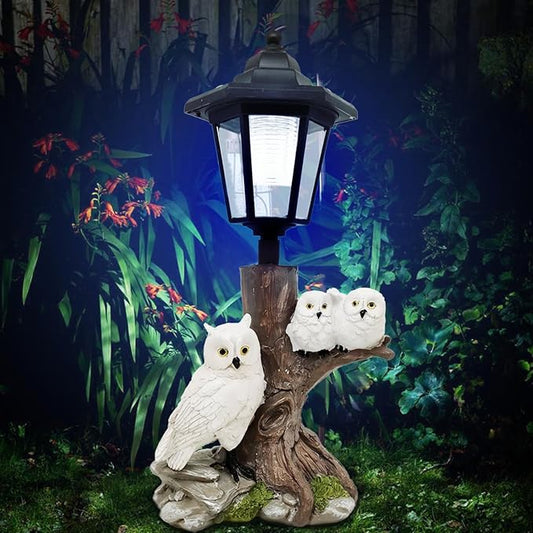 Owl Solar Lights Outdoor Garden,Solar Owls for Outdoors,Solar Powered Owl Garden Statues Decor,Unique Gifts Lights for Patio,Yard,Balcony