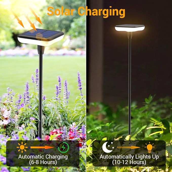 Solar Lights Outdoor Garden 4 Pack Solar Pathway Light 31" Tall Sway by Wind Solar Swaying Lights 34LM Bright Up to 12H IP65 Waterproof Auto On/Off for Outside Yard Path Patio Lawn Flower
