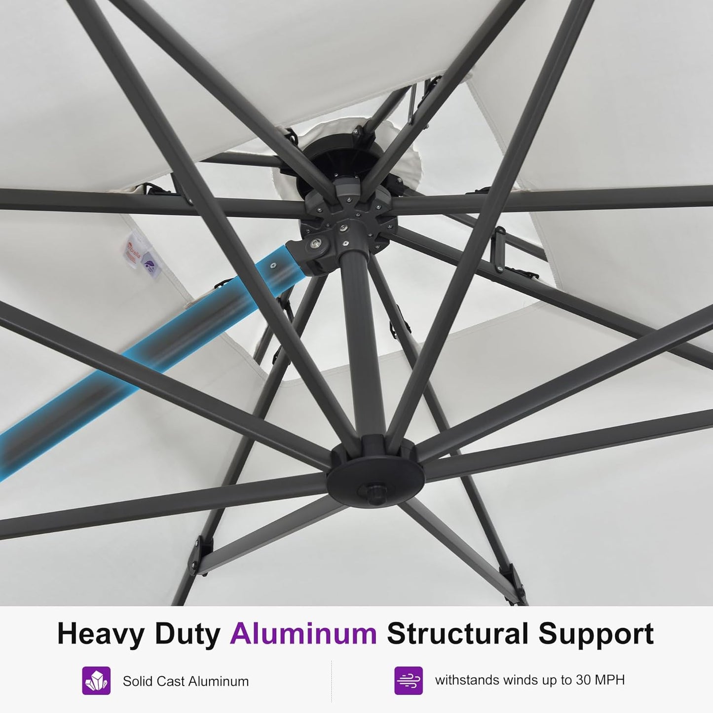 PURPLE LEAF Cantilever Umbrella 9' X 12' Outdoor Patio Rectangular Double Top Large Heavy Duty 360° Rotation Offset Umbrella for Outside Deck Backyard Garden Pool Canvas Natural