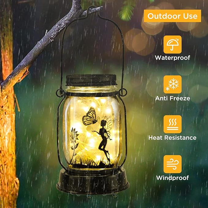 kyoryuger Fairy Solar Lanterns 3-in-1, Fairy Gifts for Women Mom Gramdma, Christmas Mom Gifts, Unique Birthday Gifts for Fairy Lover, Fairy Garden Decoration Outside for Yard, Patio,Backyard,Porch