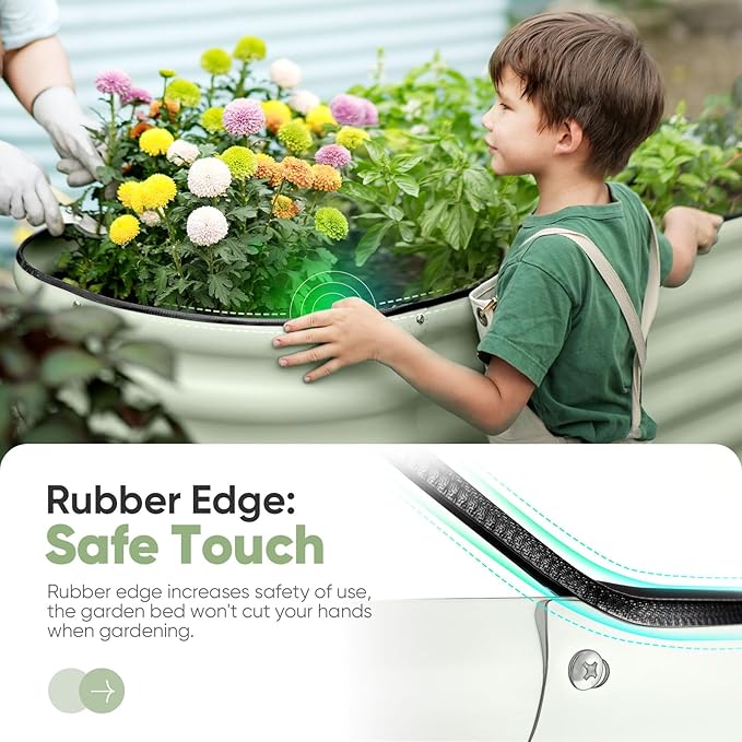 KING BIRD Raised Garden Bed 2.85 ft Tall 9 in 1 Galvanized Planter Garden Box Outdoor for Gardening, Deep Root Vegetables, Flowers 78.7X23.6X34.2 in, Light Green