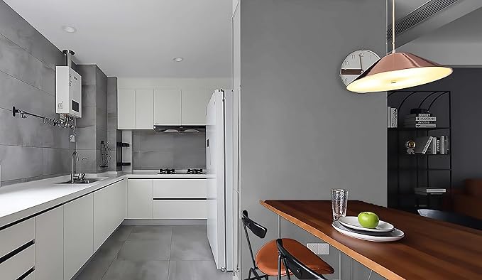 Dimoon 118''x17.7'' Grey Peel and Stick Wallpaper Contact Paper Modern Self Adhesive Wall Paper Removable Renter Friendly Textured Solid Color Shelf Cabinet Vinyl Roll (118''x17.7'',Grey)