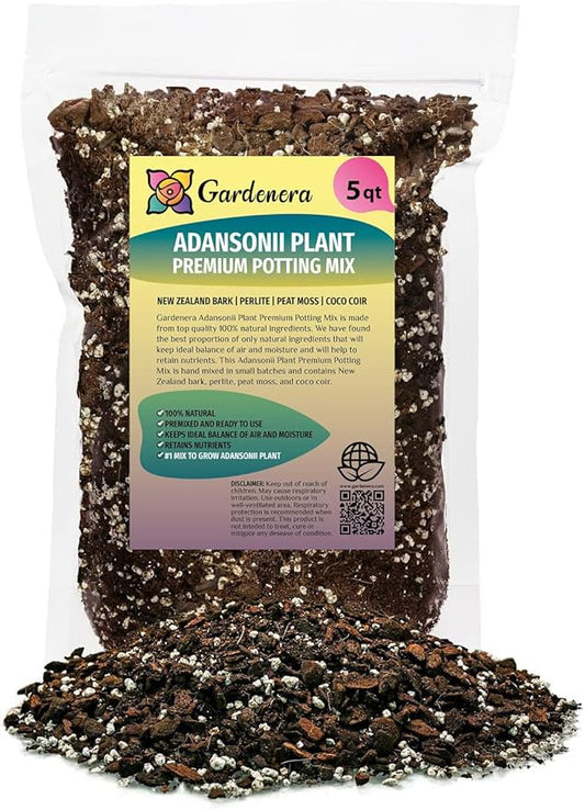 Monstera Adansonii Planting Mix: Maximize Aeration, Drainage & Nutrient Holding Capacity - 5 Quart Bag