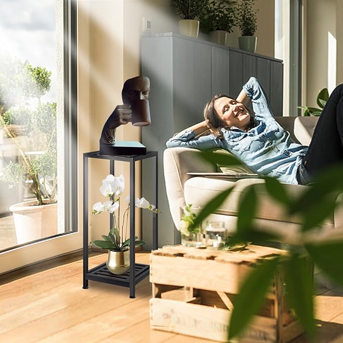 Plant Stand Indoor Outdoor Heavy Duty Wrought Iron Pedestal Stands Metal Plant Stand Decorative Flower Stand for Patio Garden Deck Living Room