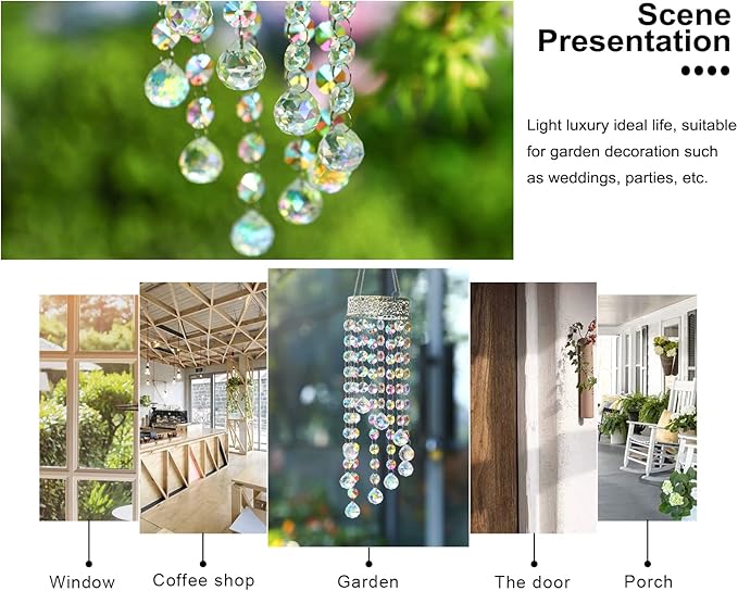Crystal Suncatcher Chandelier Wind Chime, Crystal Prisms Balls Beads Pendant, Rainbow Maker Window Indoor Sun Catcher