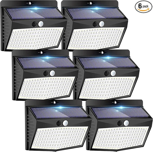 [6 Packs] Solar Lights Outdoor Motion Sensor Solar Security Lights Waterproof with 3 Lighting Modes Solar Powered Wall Lights Outside for Garden Fence Yard Deck