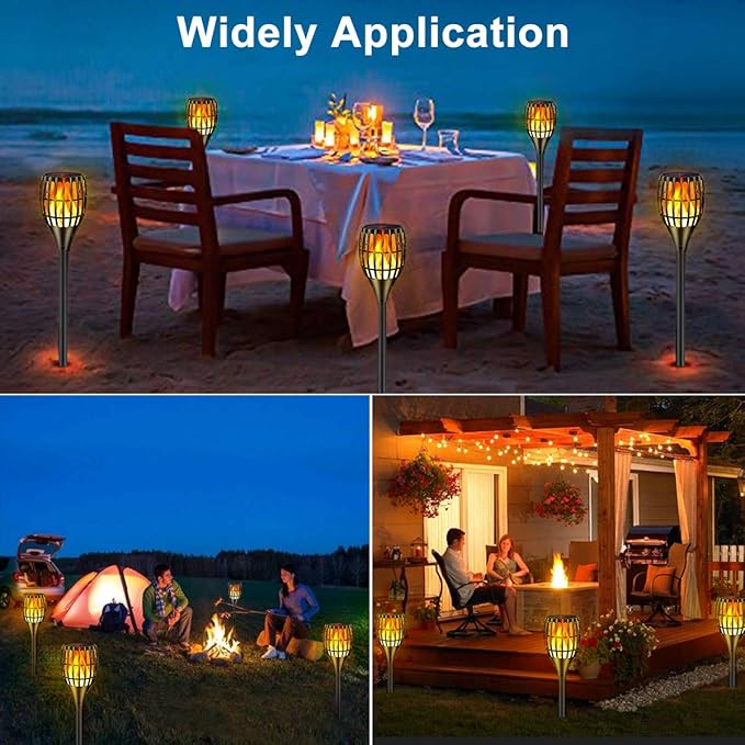 Solar Torch Flame Lights Waterproof Flickering Flames Solar Lights 43" Solar Garden Lights Outdoor Landscape Decoration Lighting Dusk to Dawn Auto On/Off for Yard Garden Pathway, 2 Pack
