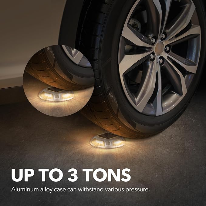 AGPTEK Solar Driveway Lights Outdoor 4 Pack, 2 Color Modes LED Deck Dock Marine Waterproof Driveway Marker Lights for Step Sidewalk Stair Garden Pathway Walkway Yard (Warm White/Cool White)