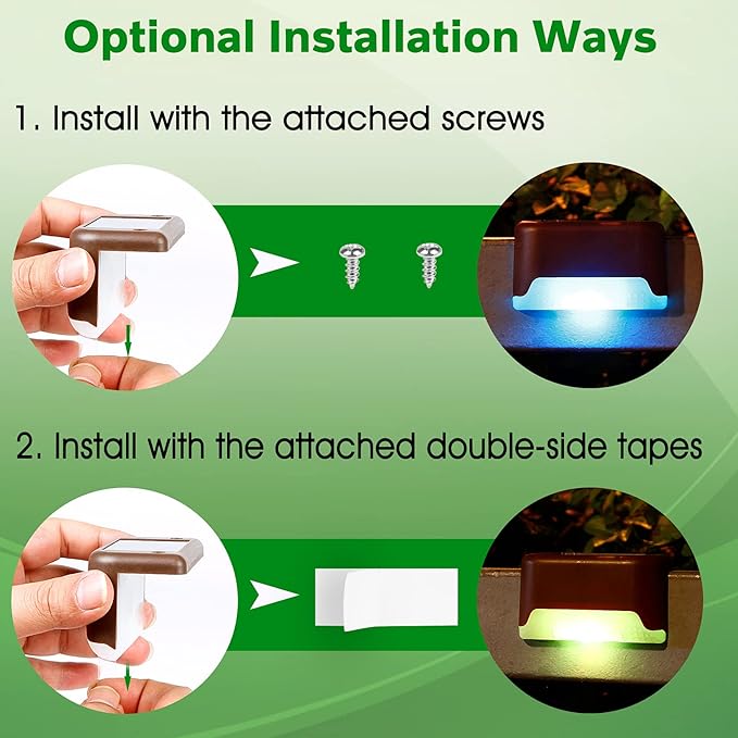 16 Pack Solar Deck Lights Outdoor, Solar Step Lights LED Waterproof Outdoor Lights Patio Decor for Stair Patio Yard Path and Garden, Color Changing