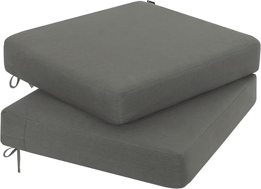 Favoyard Outdoor Chair Cushion 16 x 17 x 3 Inch Rainproof & 3-Year Fade Resistant Patio Furniture Cushions with Removable Cover and Adjustable Ties for Garden Sofa Couch Pads Set of 2, Dark Gray