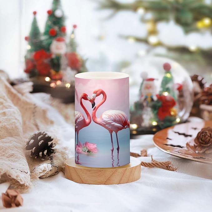 Flamingo Flameless Candles with Remote Control and Timer, Adjustable Brightness Long Lasting Battery Operated LED Pillar Candles for Indoor Outdoor Party Home Decor, 2 Pack