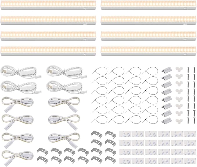 Barrina Grow Lights for Indoor Plants, Full Spectrum Grow Light, 1ft Plant Lights for Indoor Growing, LED Grow Lights, T5 Grow Light Strip, Plug and Play, Yellow, 8-Pack