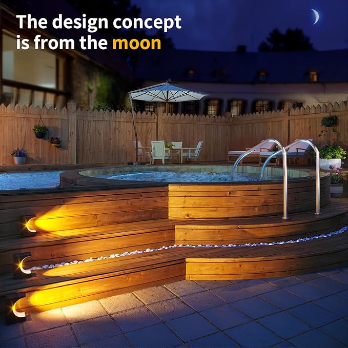 JSOT Solar Step Lights Outdoor - 12 Pack Waterproof Stair Light Outside Warm White Light Deck Lighting for Patio Stairs Garden Decor