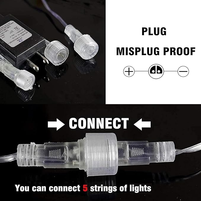 Dazzle Bright 288 LED Christmas Light, 11.8 Inch Meteor Shower Rain Lights with 8 Tubes，Waterproof Plug in Falling Rain Lights Christmas Decorations for Xmas Bushes Tree Yard Party, Blue and White